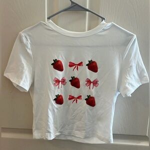 Strawberry and bow baby tee
